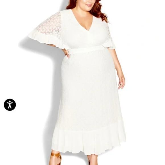 New! City Chic Holland Maxi Tiered Dress‎ ivory white, plus size 16 - Picture 1 of 16
